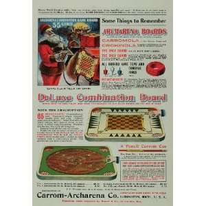  1901 Vintage Ad Carrom Archarena Game Board Santa Claus 
