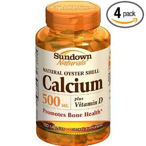 Sundown Natural Oyster Shell Calcium Plus Vitamin D, 500 mg, Tablets 