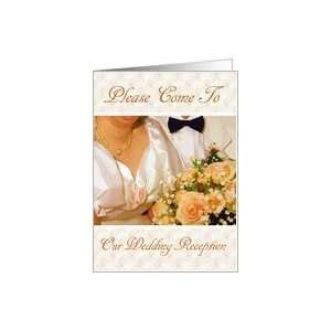  Invitation   Wedding Reception, Bride Groom & Flowers Card 