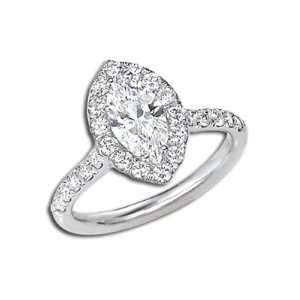 18K White Gold Diamond Engagement Ring Setting for a 1ct (9.5 x 5mm or 